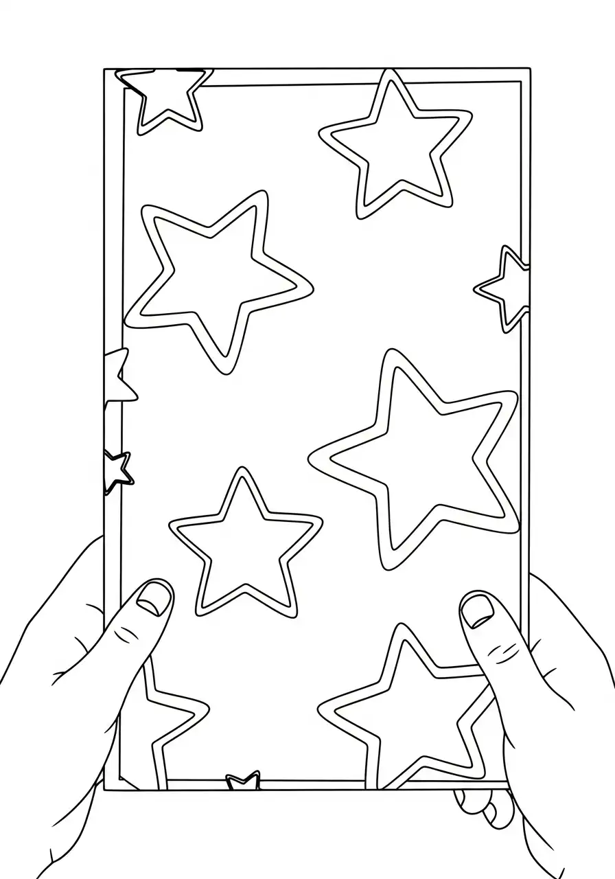 handen houden kerstkaart met sterrenmotief