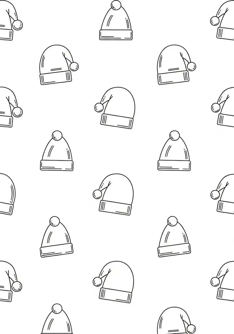 herhalend kerstmutsen patroon kleurplaat