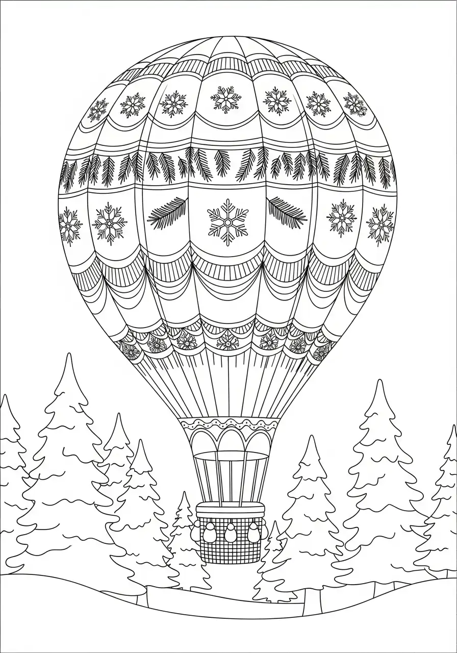 hete luchtballon sneeuwvlokken kleurplaat