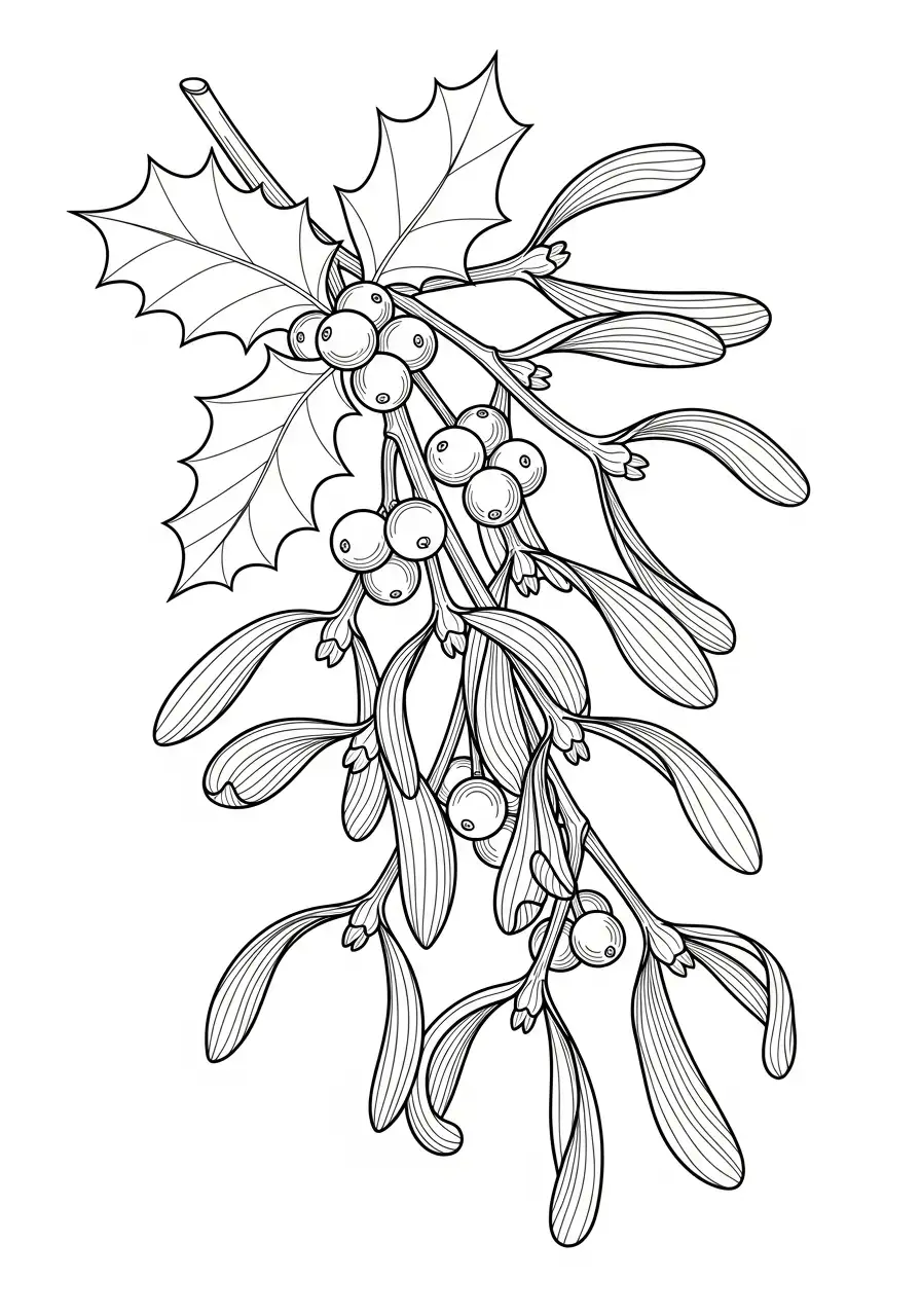 hulst en maretak kleurplaat