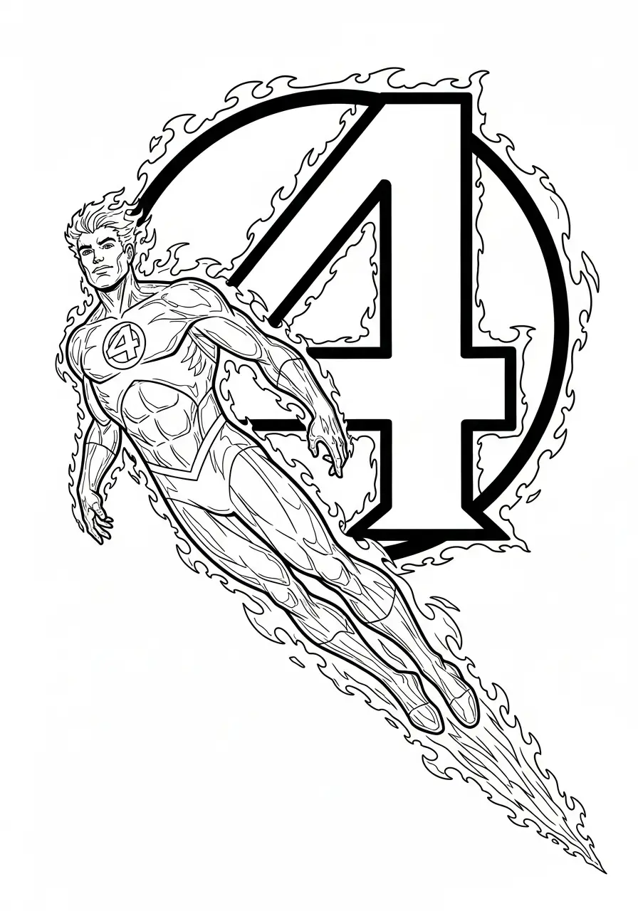 human torch vlammen kleurplaat