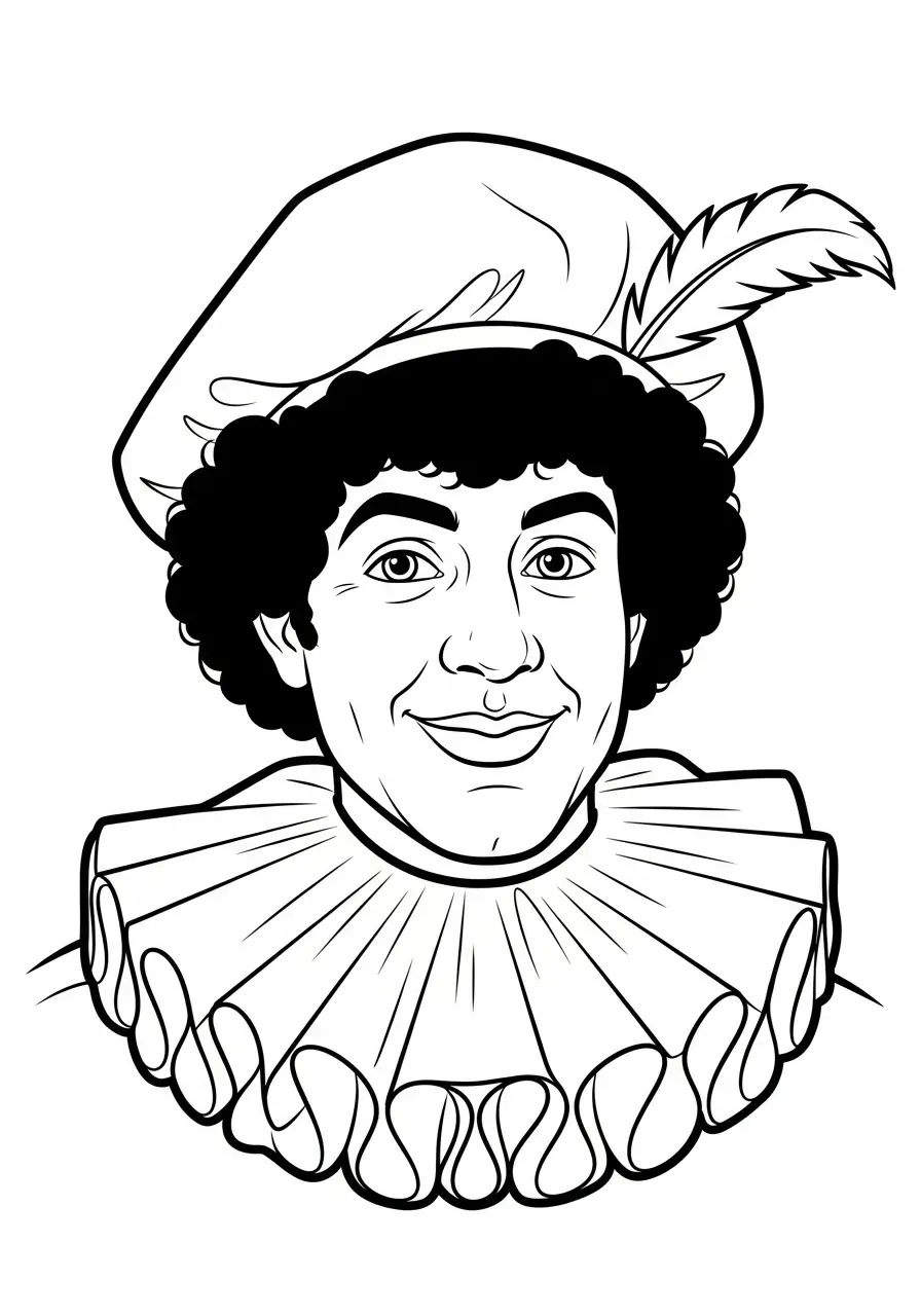 Kleurplaat Piet 10 jonge piet met krullen kleurplaat