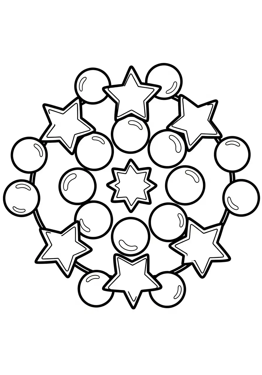 kerstballen en sterren kleurplaat