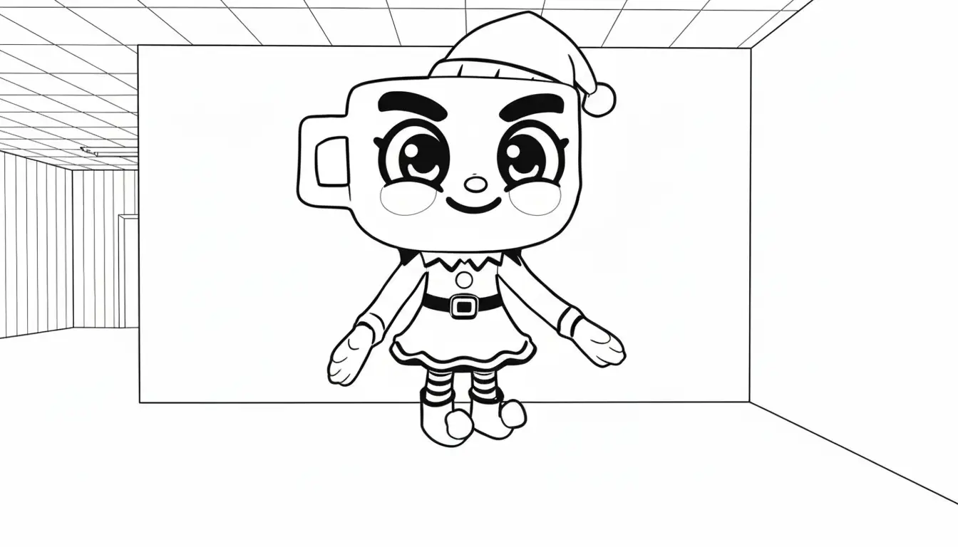 Kleurplaat Ballerina Peppermintina 14 kerstelfje in kamer kleurplaat