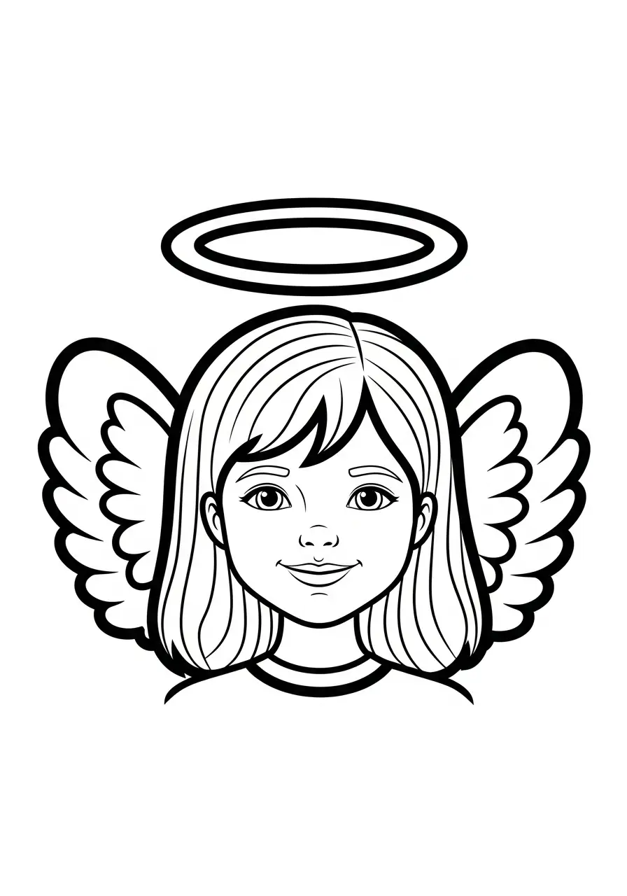 kerstengel portret kleurplaat