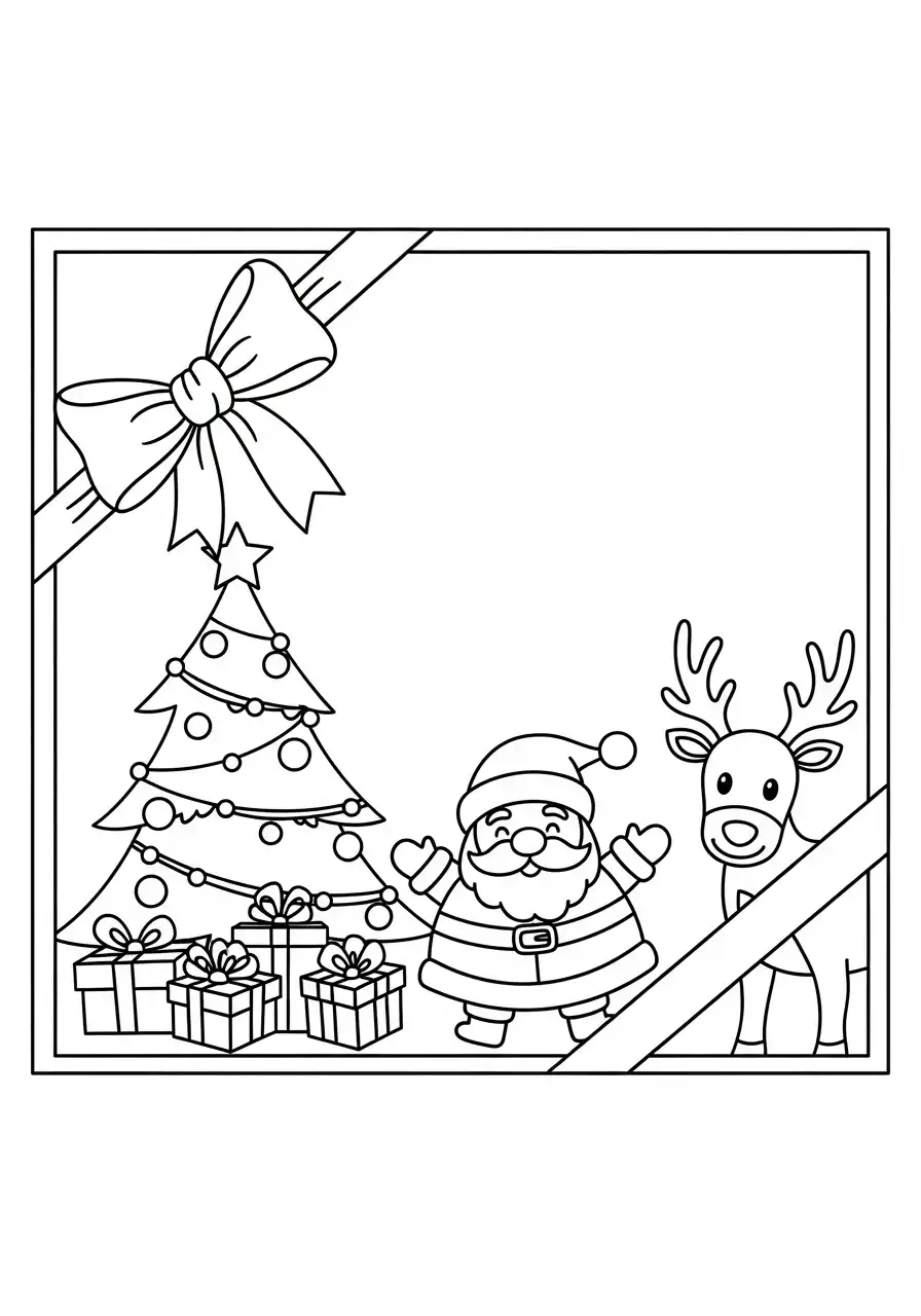 kerstkader met kerstman rendier en cadeaus