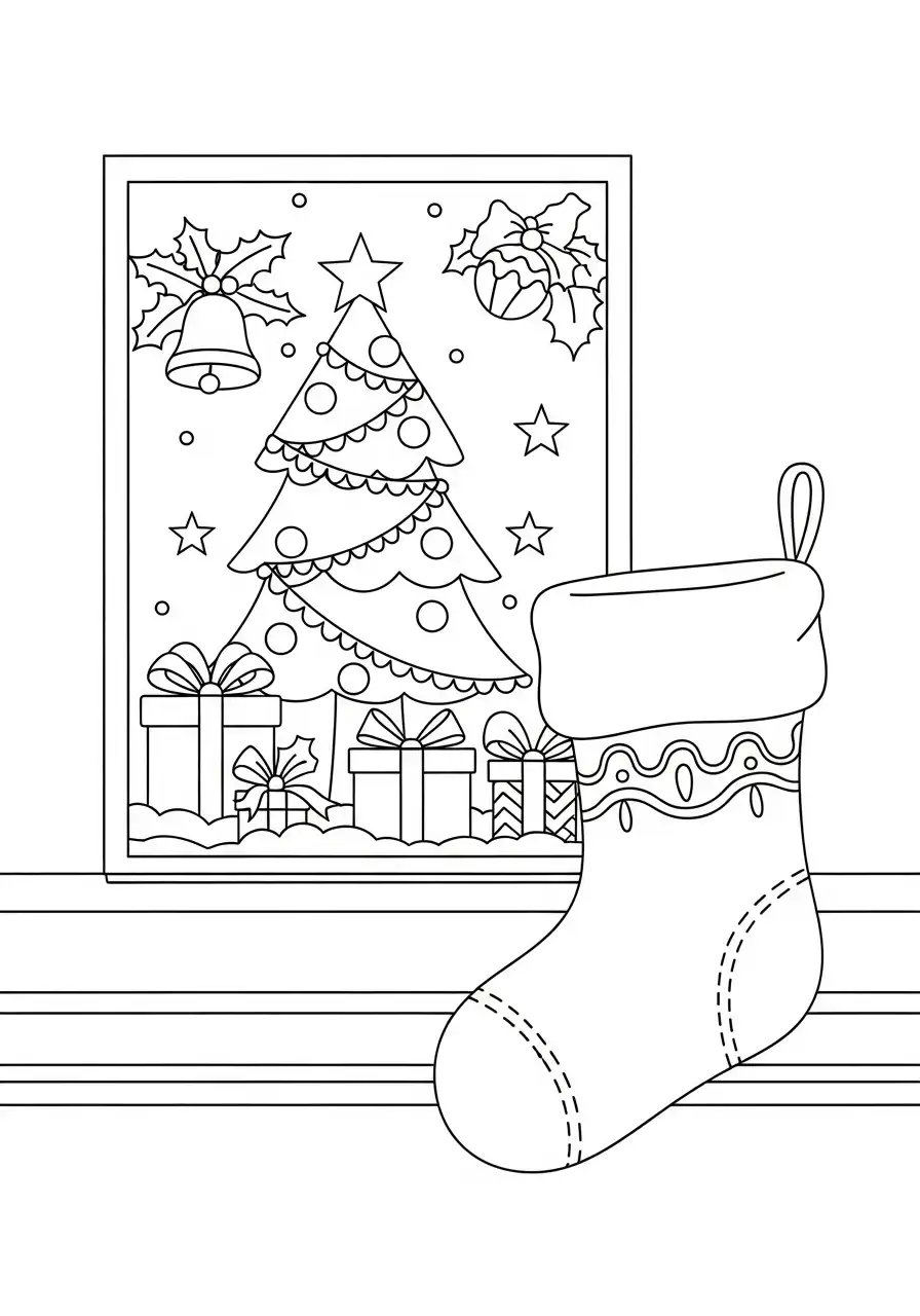 kerstkous bij schoorsteenmantel met feestelijk uitzicht