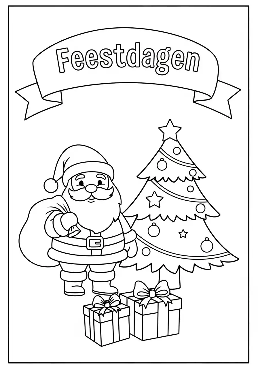 kerstman met cadeauzak onder feestdagen banner