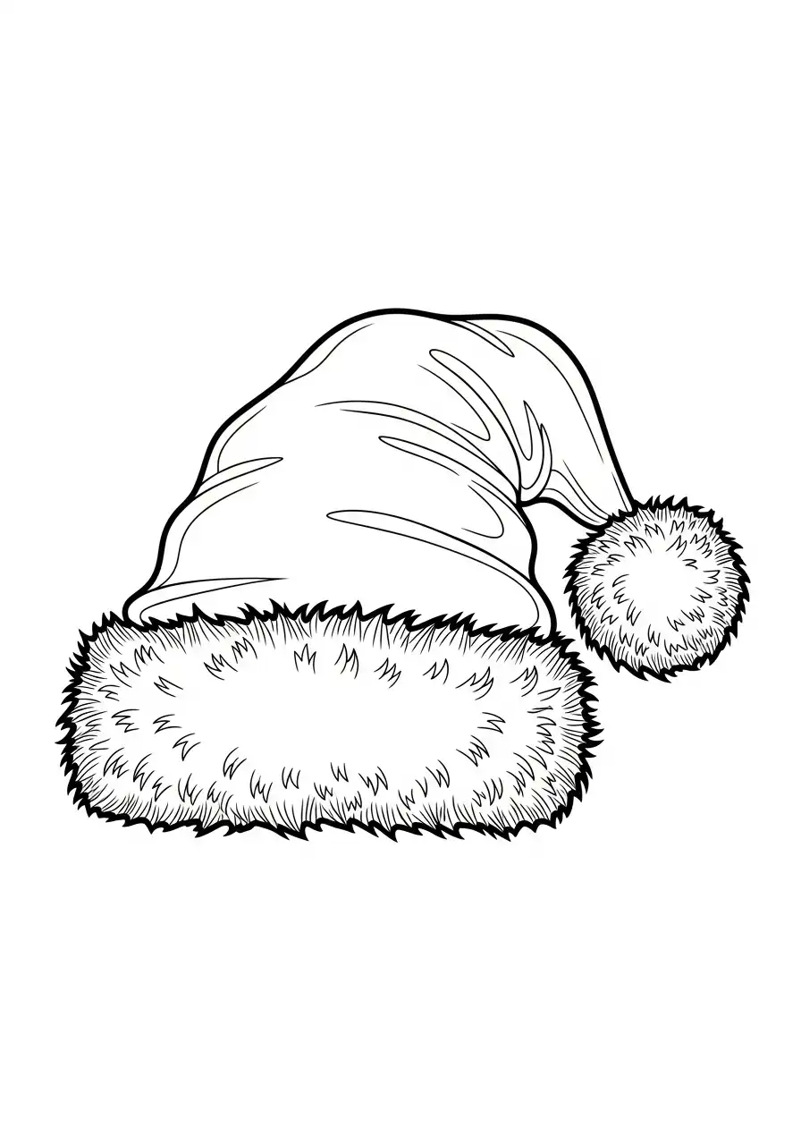 kerstmuts met ruige bontrand kleurplaat