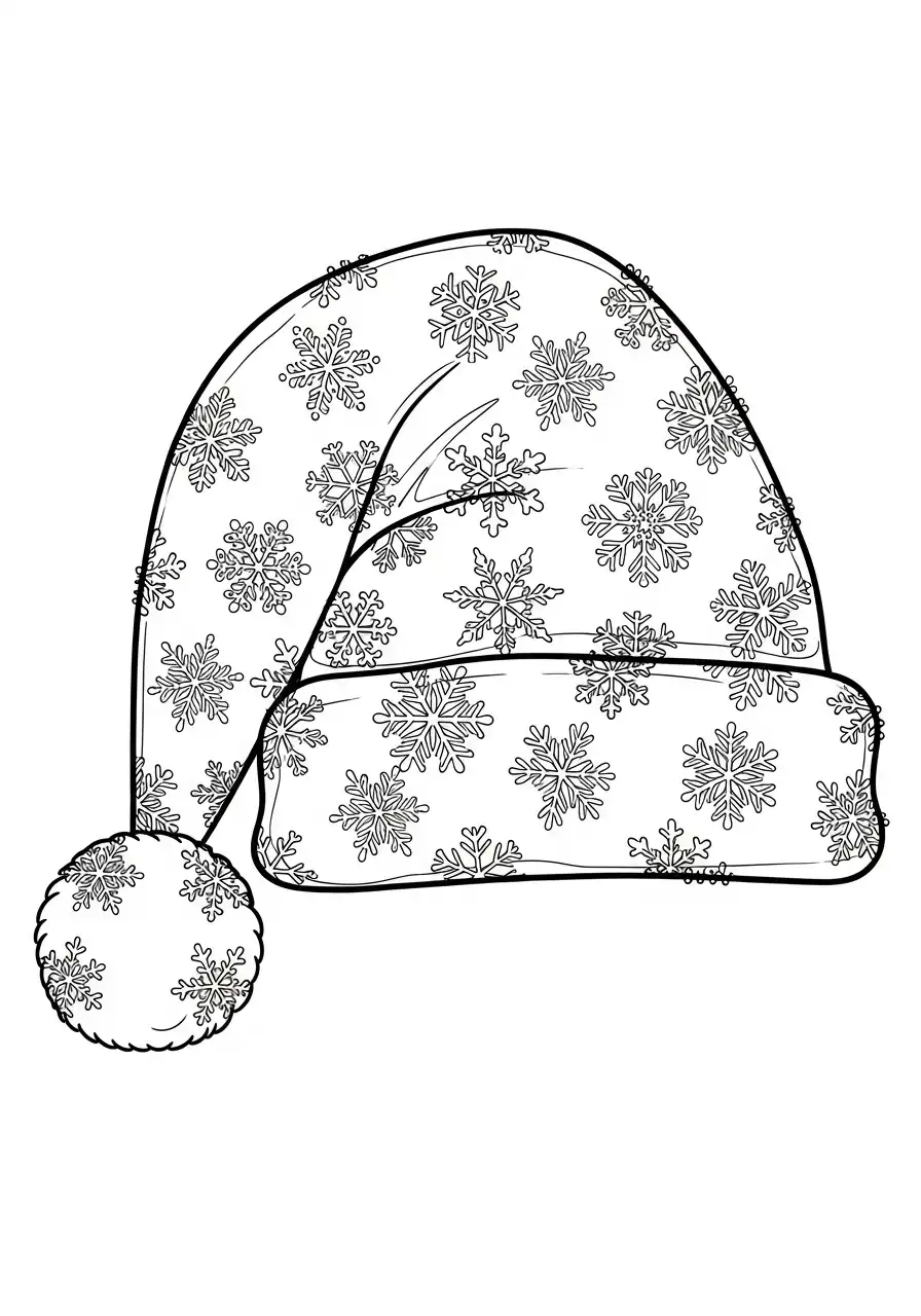 kerstmuts met sneeuwvlokken patroon kleurplaat