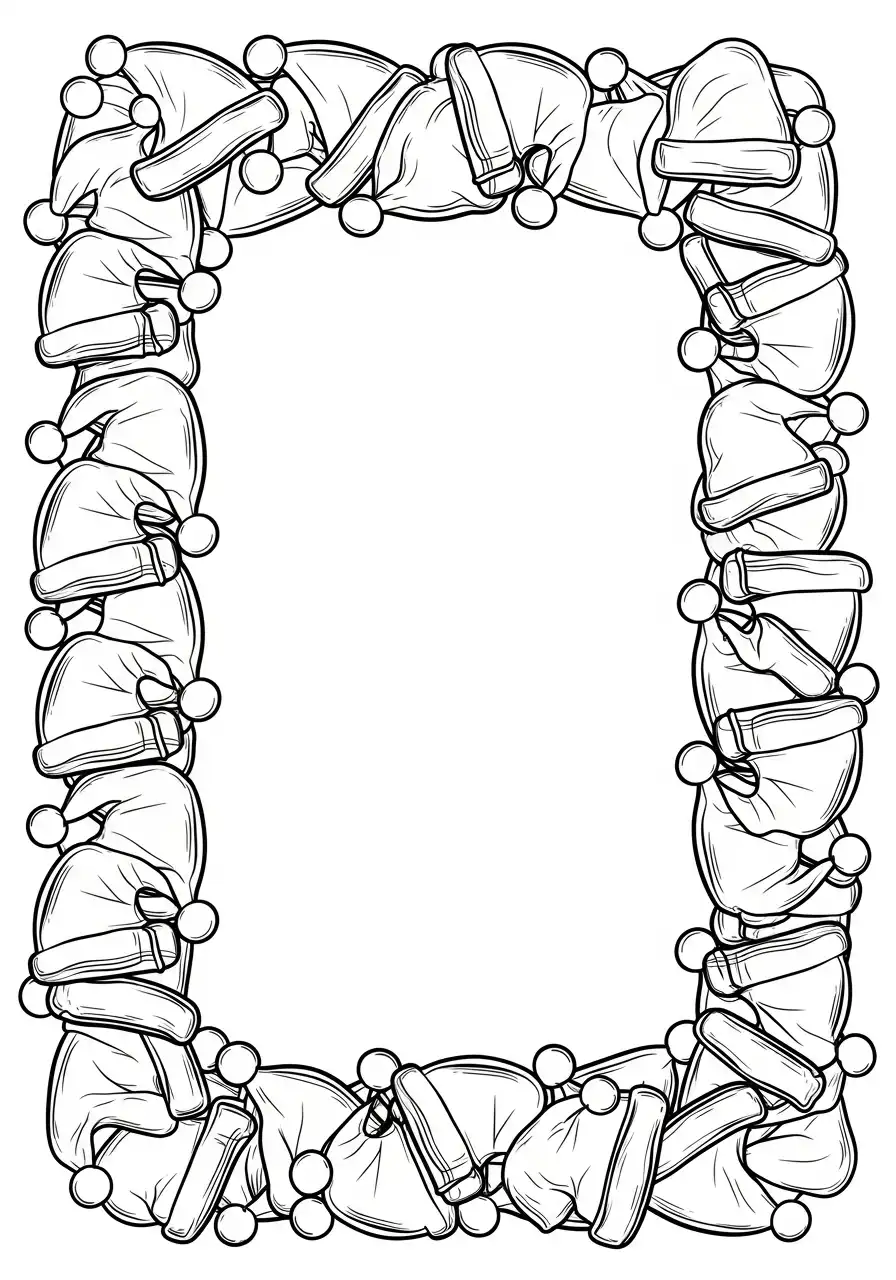 kerstmutsen lijst rand kleurplaat