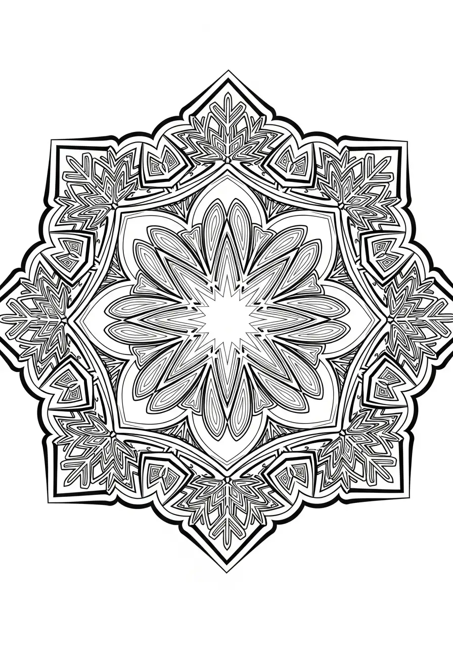 kerstster mandala kleurplaat