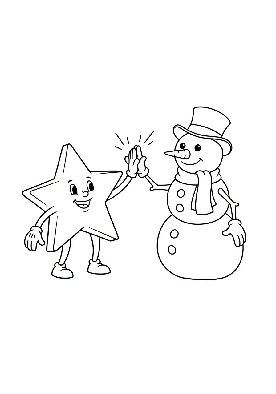 Kerstster Kleurplaat 24 kerstster sneeuwpop vrienden kleurplaat