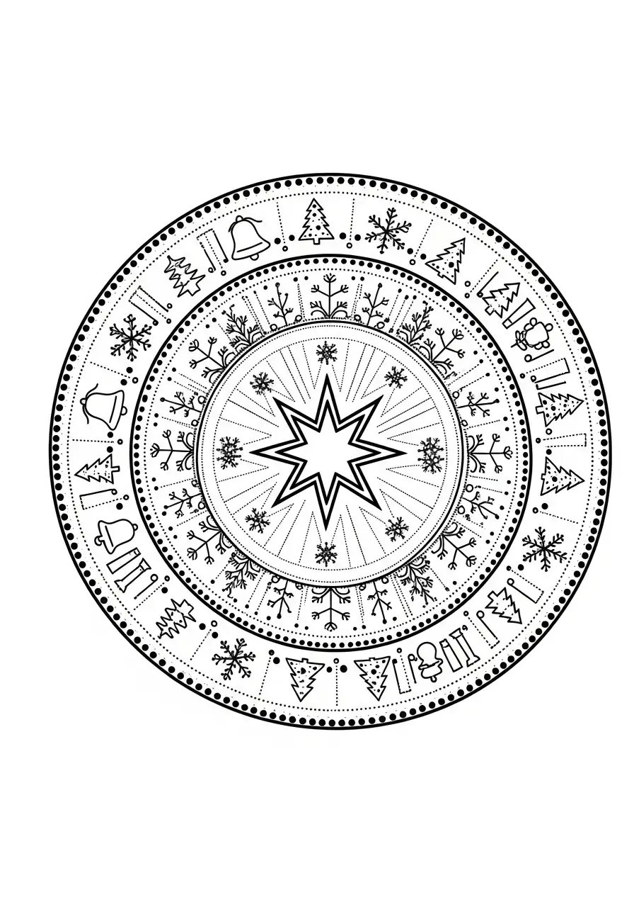kerstsymbool cirkel kleurplaat