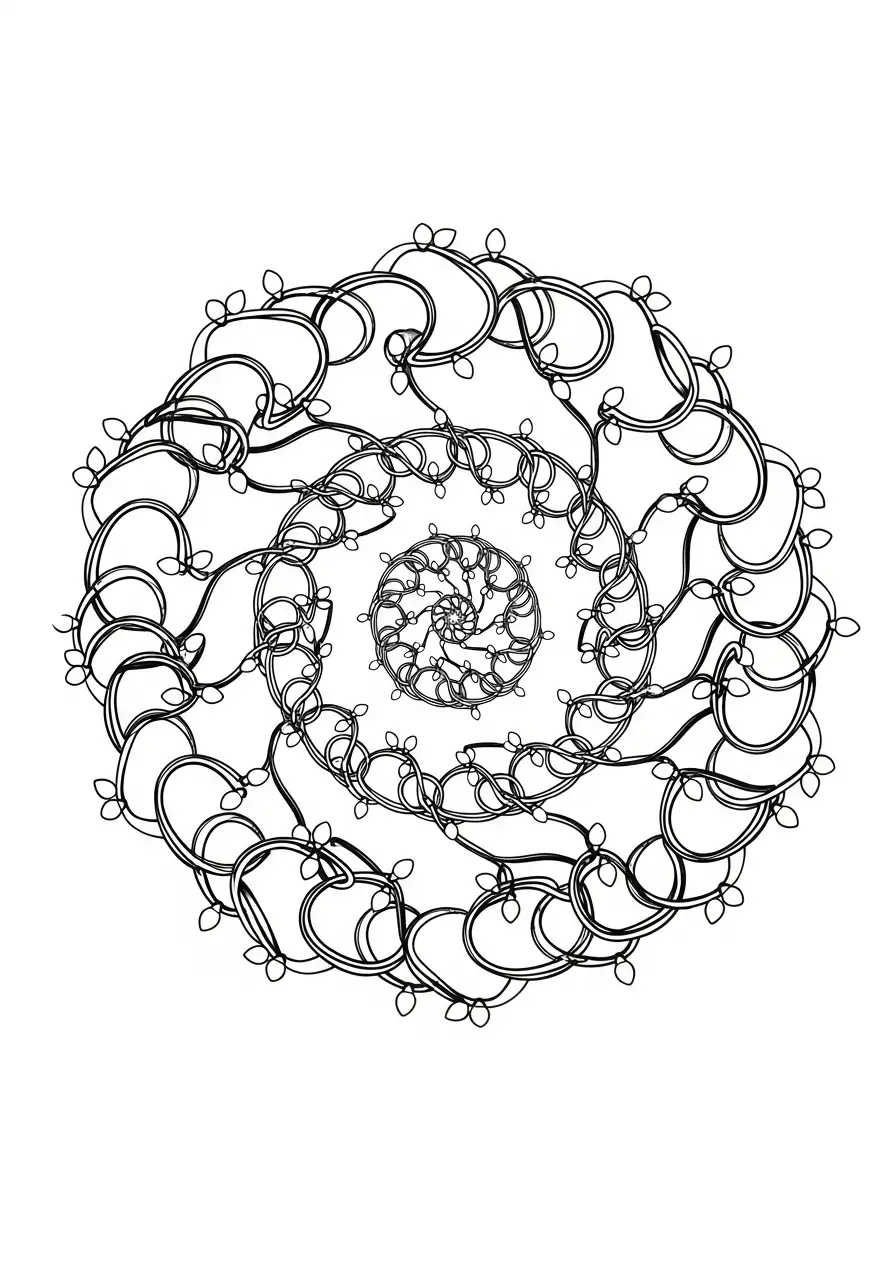 kerstverlichting spiraal kleurplaat