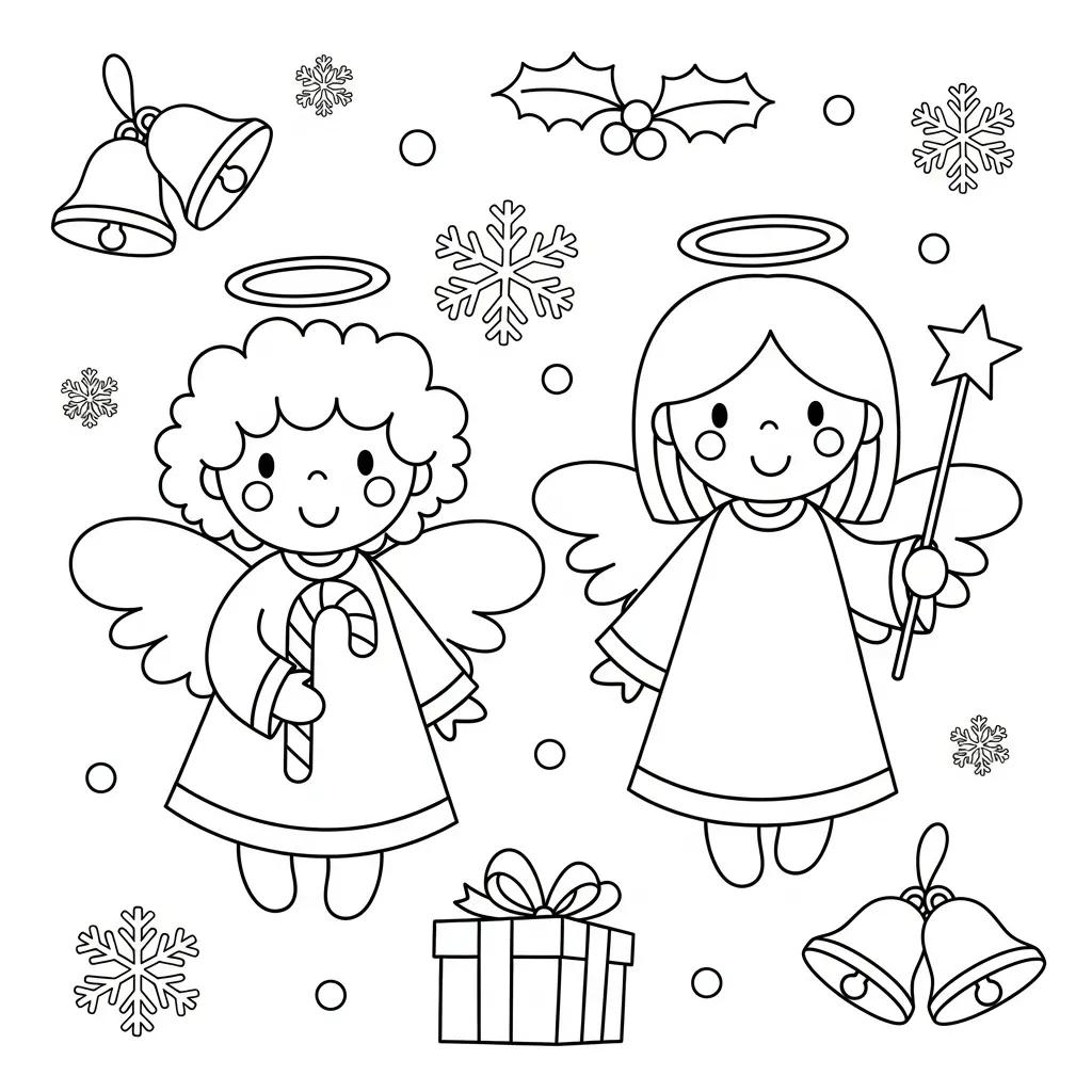 kleurplaat Kerstengelen 1