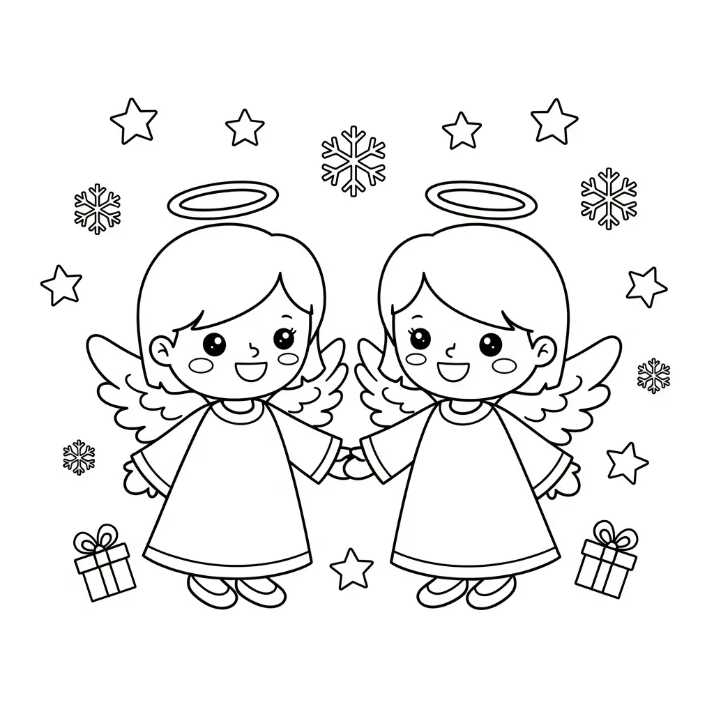 kleurplaat Kerstengelen 2