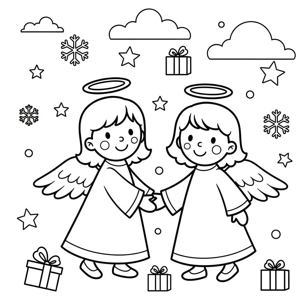 kleurplaat Kerstengelen 3