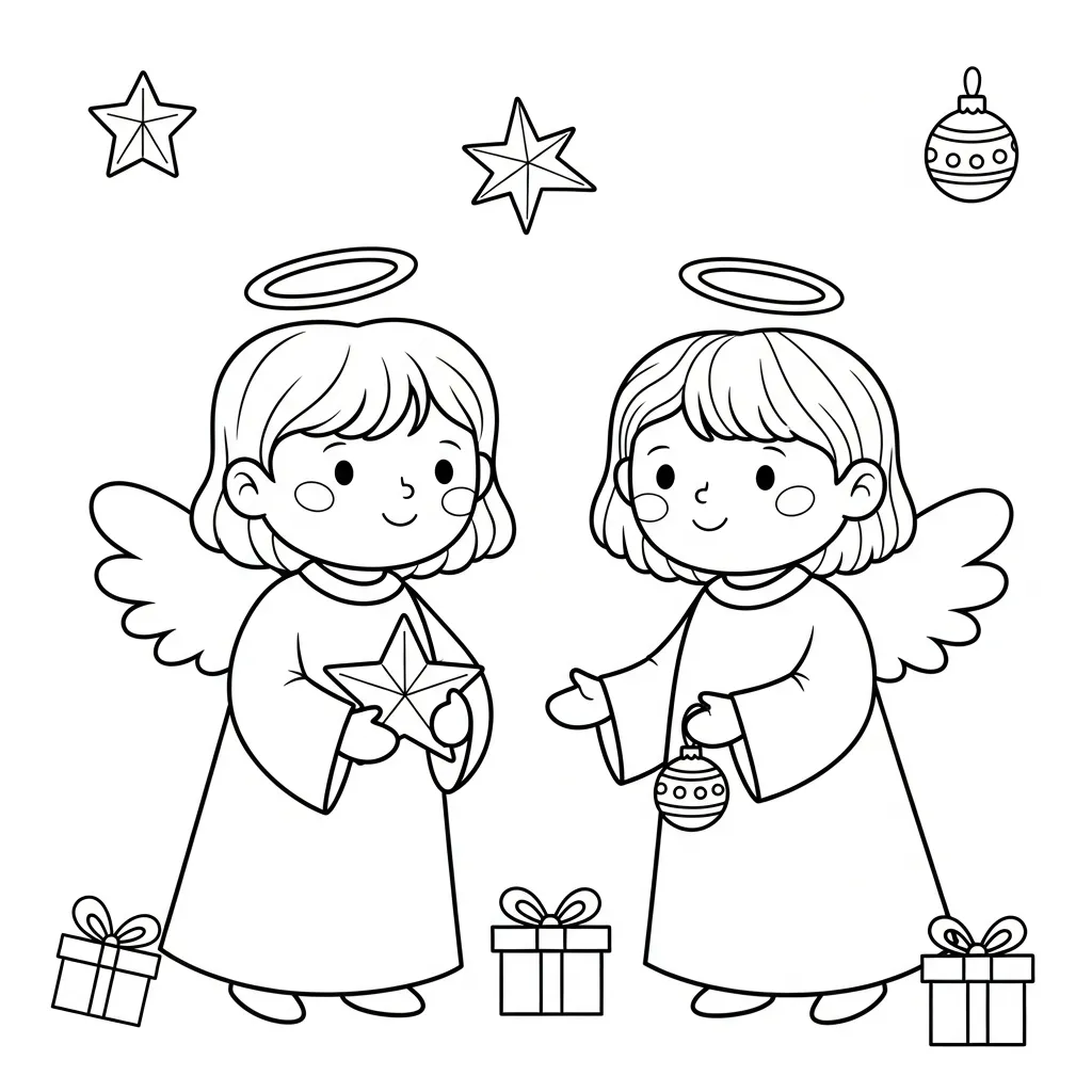 kleurplaat Kerstengelen