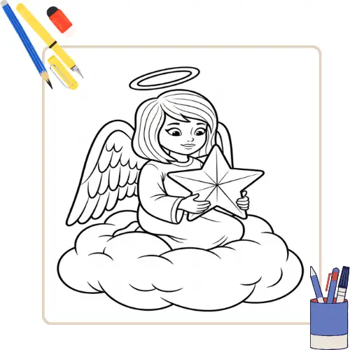 kleurplaat Kerstengelen thumbnail