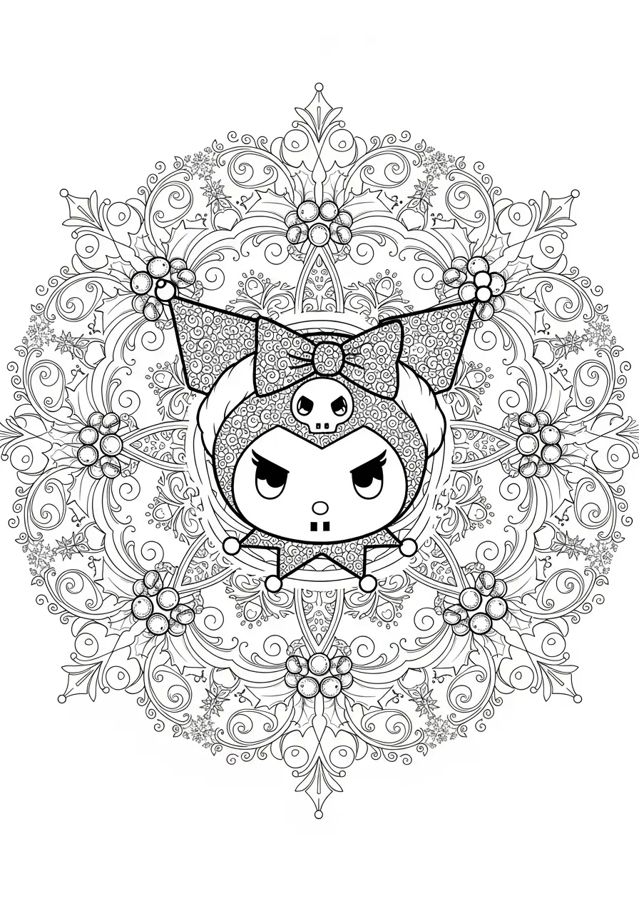 kuromi kerst mandala patroon kleurplaat