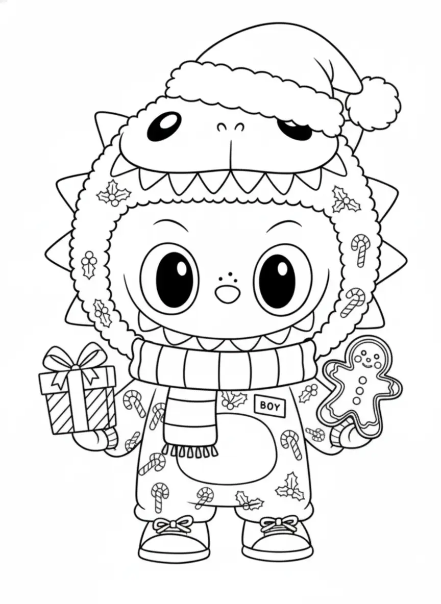 labubu met peperkoekmannetje kleurplaat