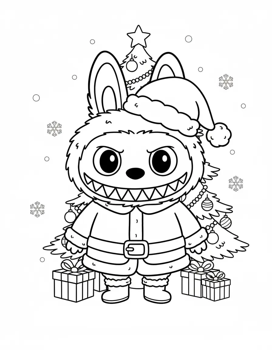 labubu voor de kerstboom kleurplaat