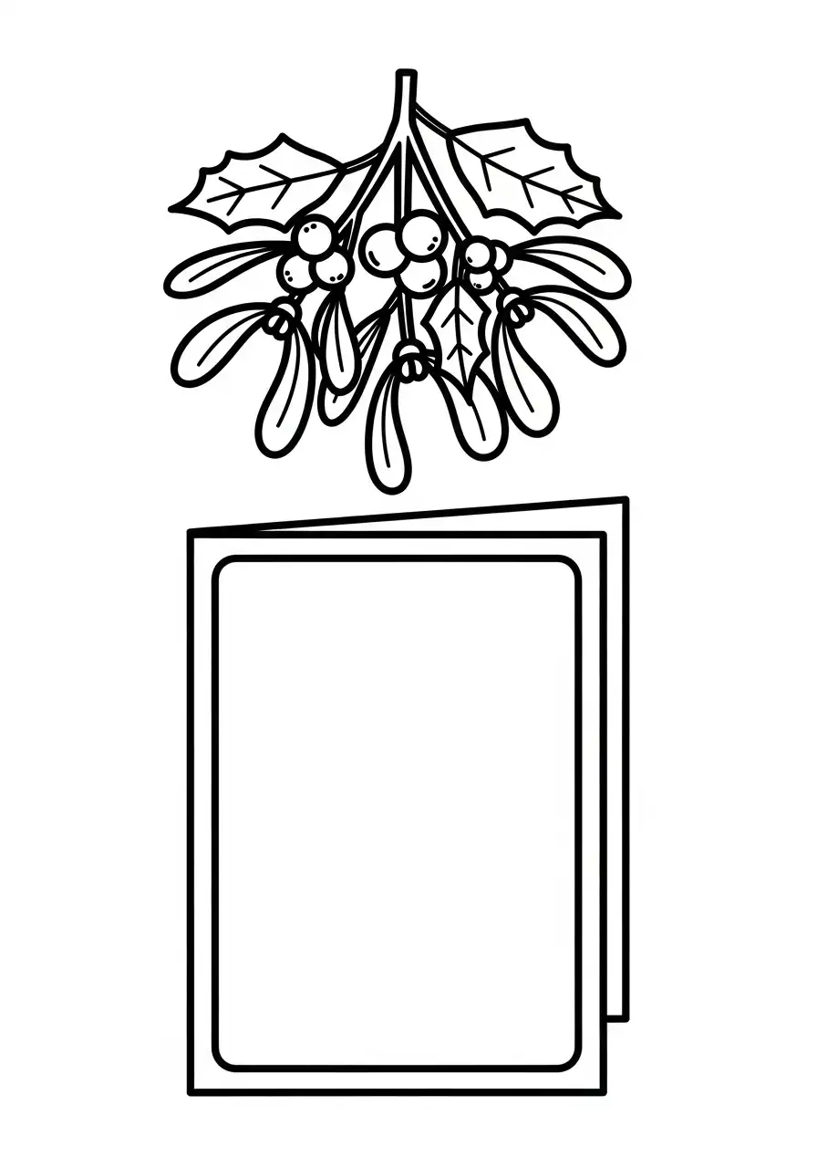 maretak boven blanco opvouwbare kerstkaart