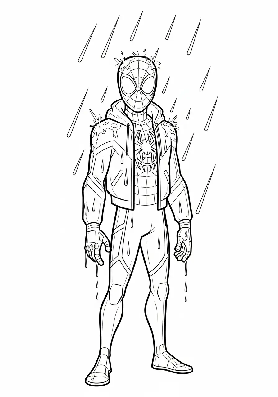 miles morales regen pak kleurplaat