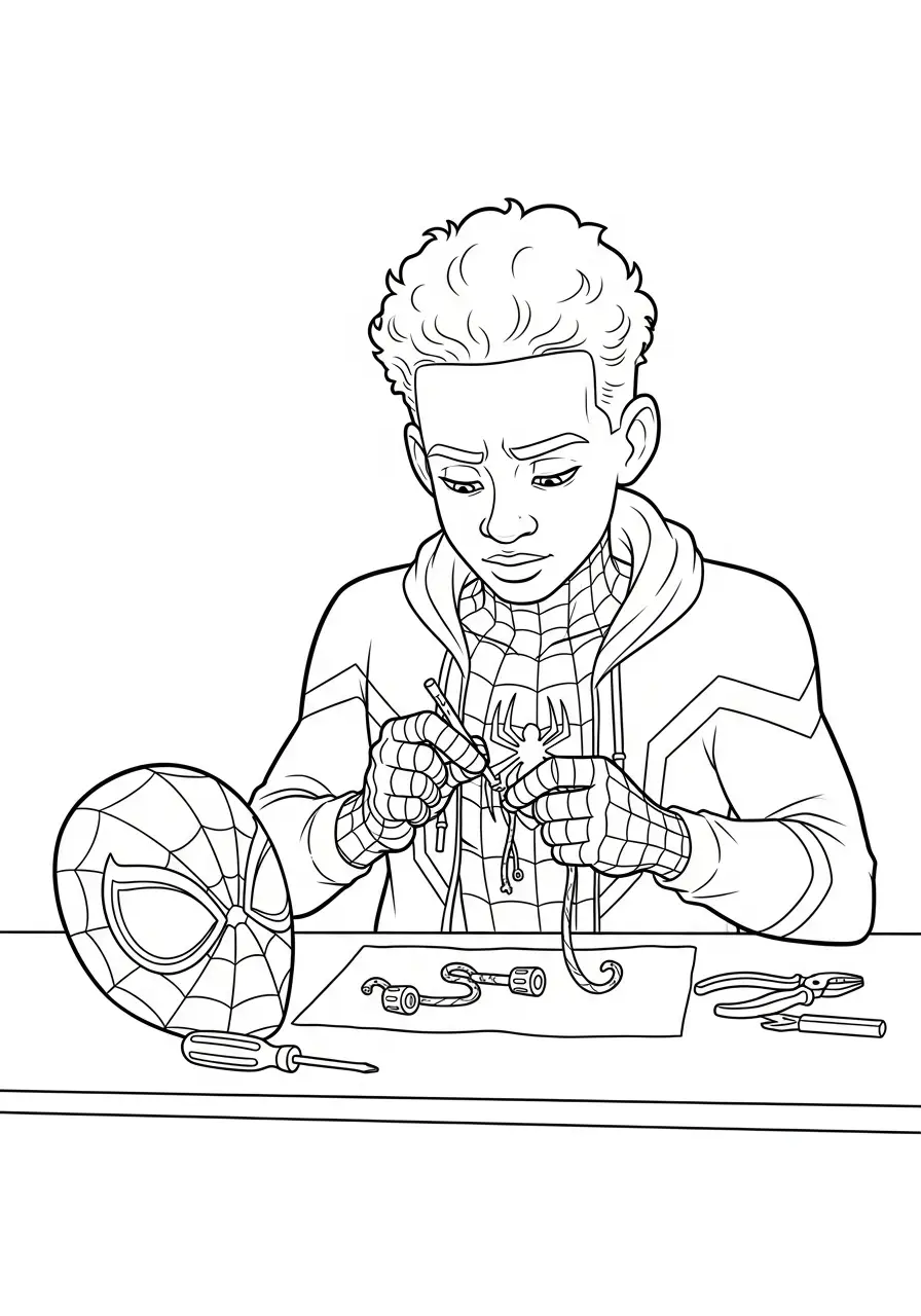 miles morales techniek kleurplaat