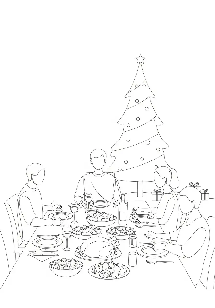 minimalistisch kerstdiner vier personen kleurplaat