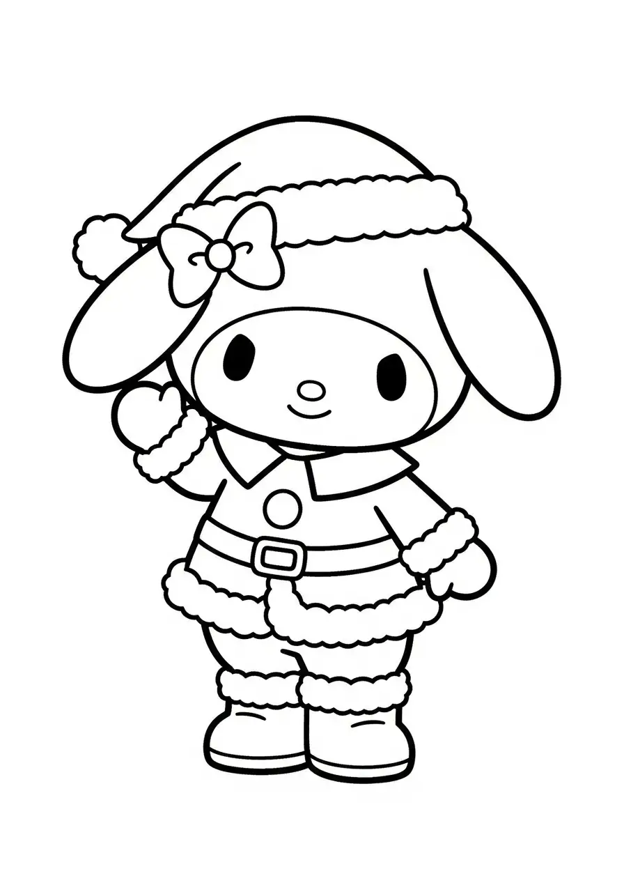 Kleurplaat Kerst My Melody 15 my melody in santapak kleurplaat