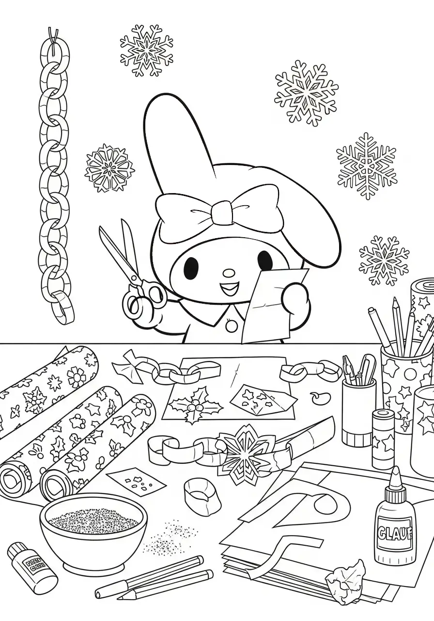 Kleurplaat Kerst My Melody 19 my melody knutselen kerstversiering kleurplaat