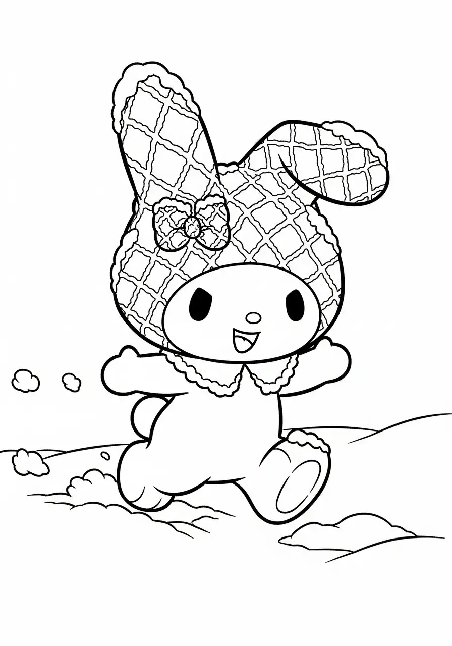 Kleurplaat Kerst My Melody 30 my melody rent in de sneeuw kleurplaat