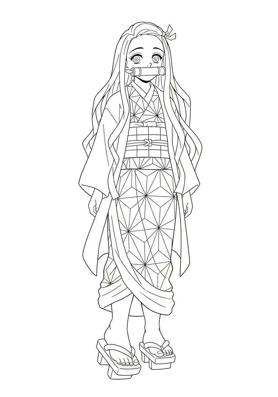 nezuko helemaal kleurplaat