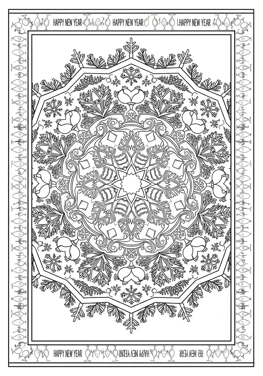 nieuwjaar winter mandala kleurplaat