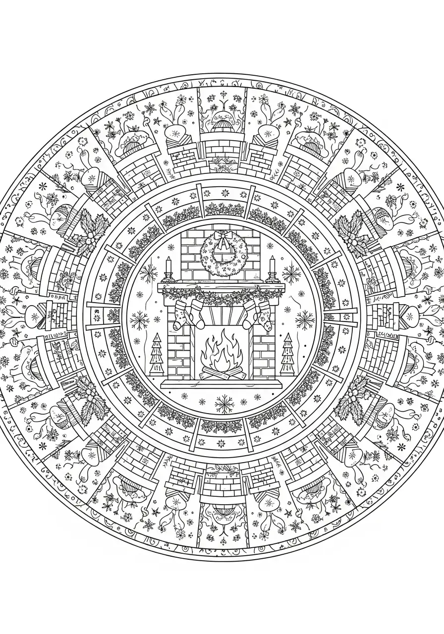 open haard en sokken kleurplaat