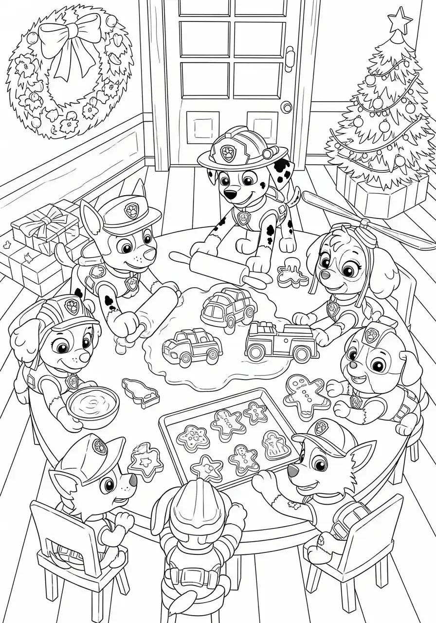 Paw Patrol Kerst Kleurplaat 33 paw patrol pups bakken kerstkoekjes samen Kleurplaat