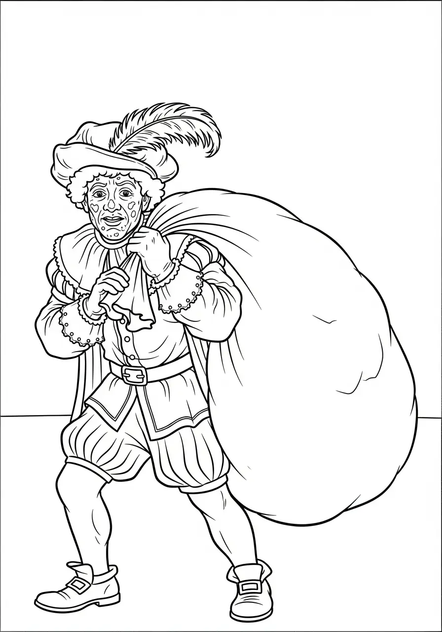 Kleurplaat Piet 23 piet met zware zak kleurplaat