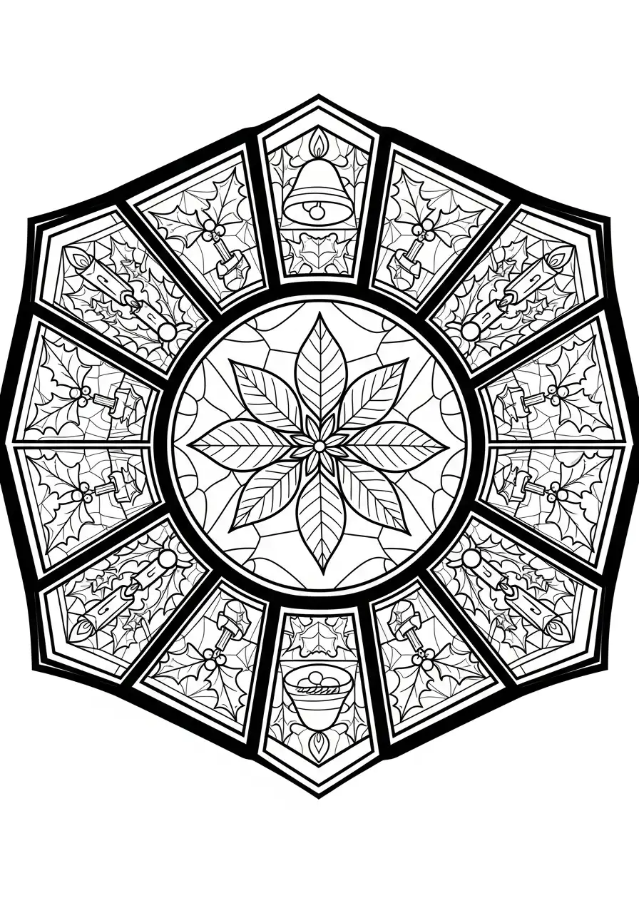 poinsettia glas in lood kleurplaat