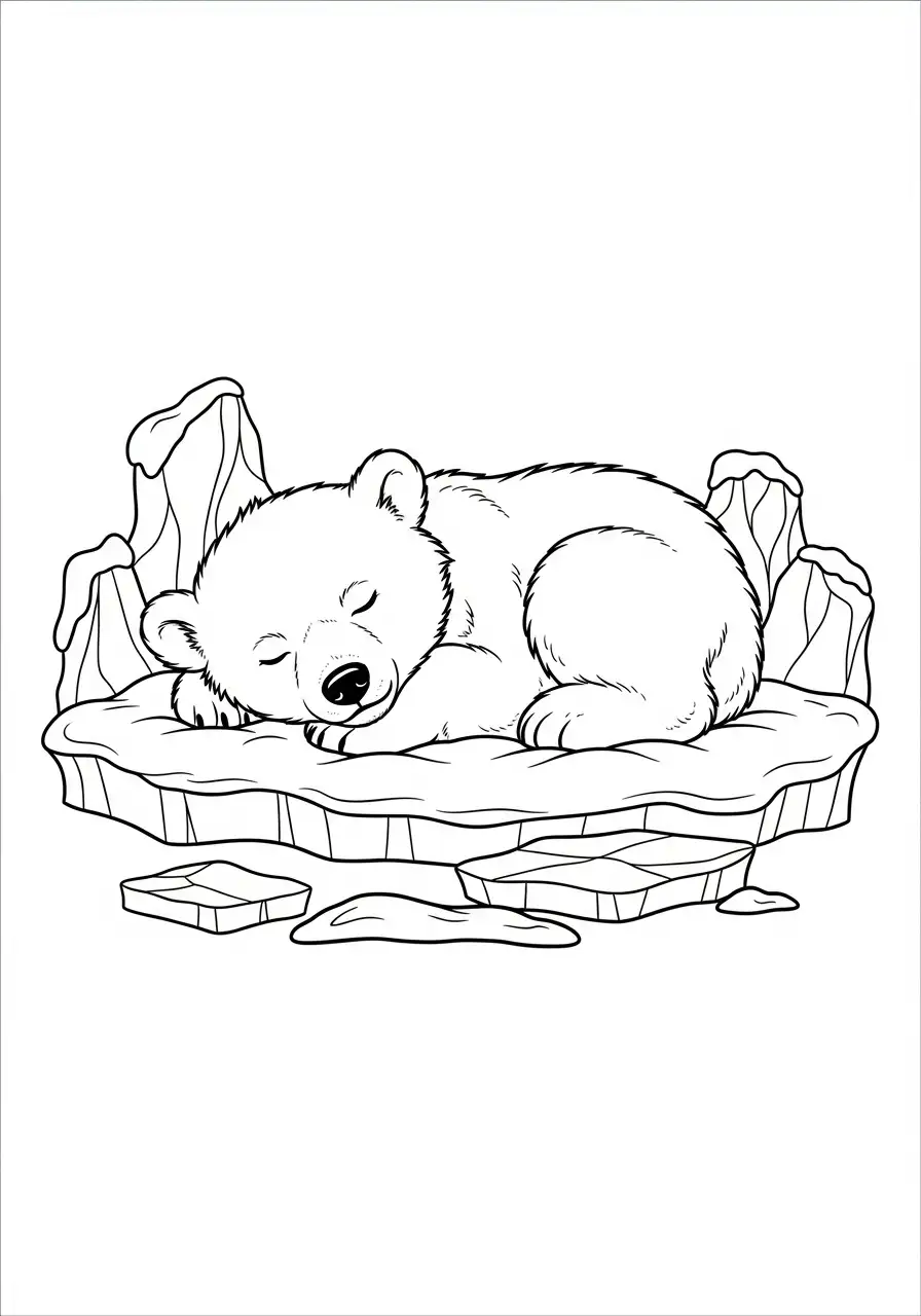 slapende ijsbeer welp kleurplaat
