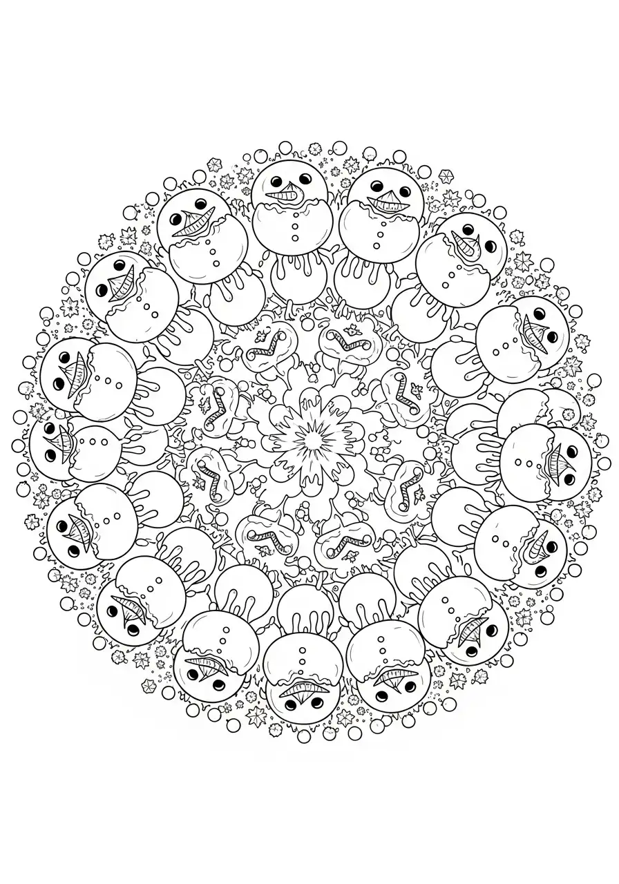 sneeuwpoppen mandala kleurplaat