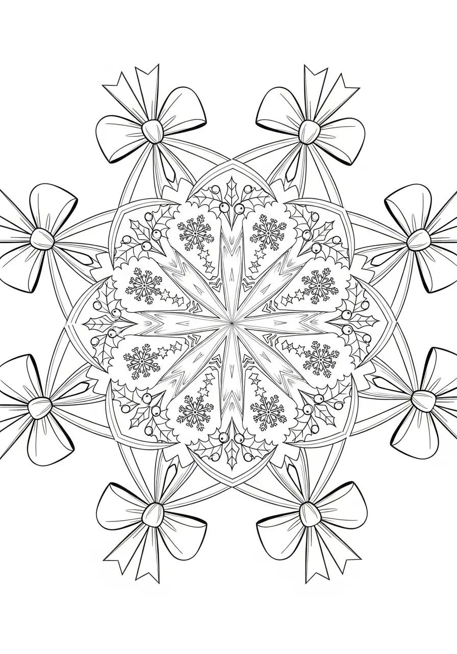 sneeuwvlok en strikken kleurplaat