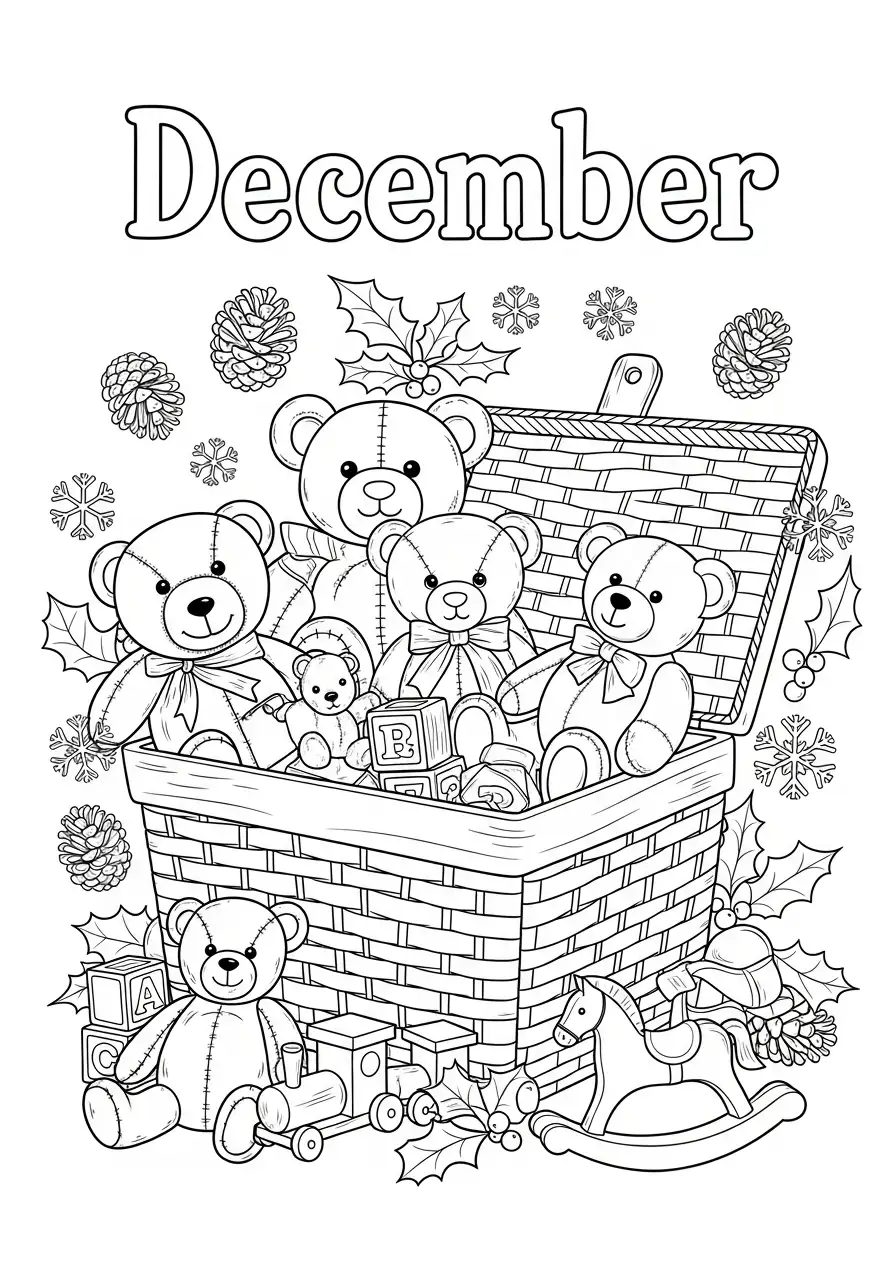 speelgoedmand teddyberen december kleurplaat
