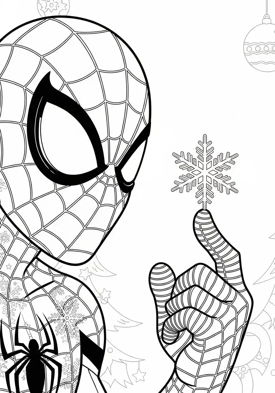 spiderman als kerstman met baard kleurplaat