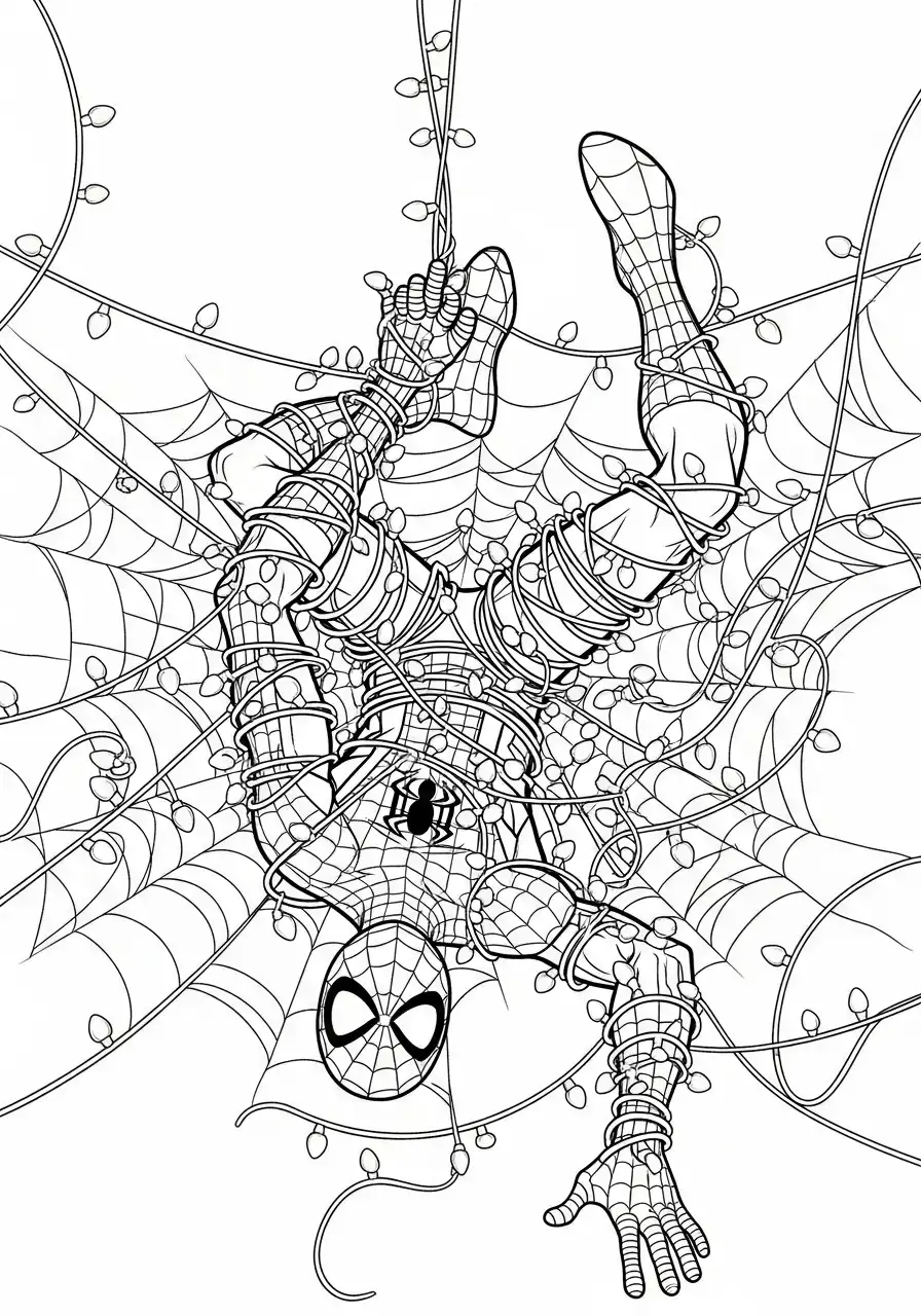 spiderman jongleert met peperkoekmannetjes kleurplaat