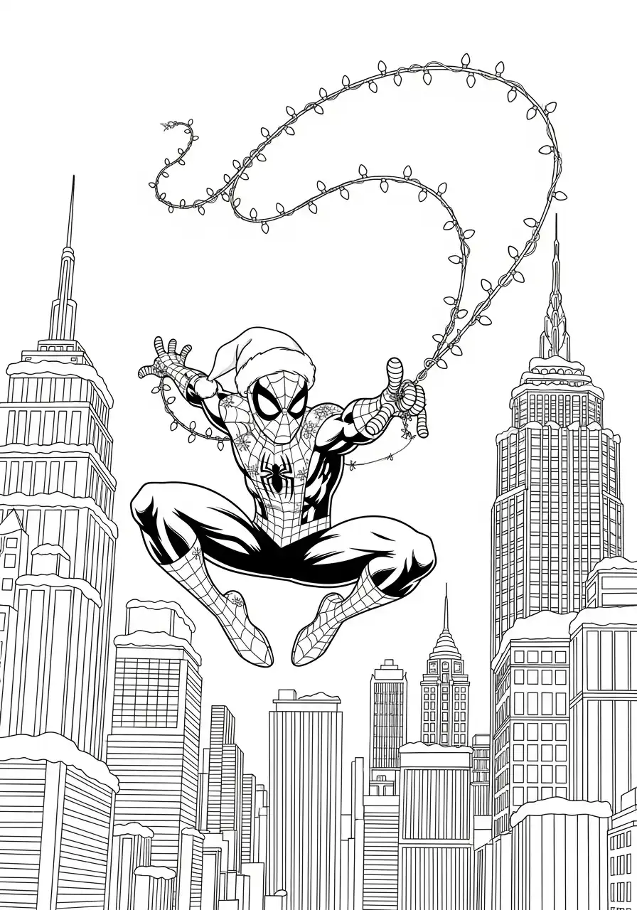 spiderman leest bij haardvuur kleurplaat