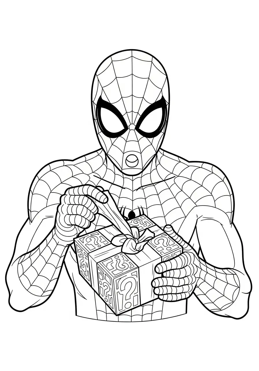 spiderman met hulstbes close up kleurplaat