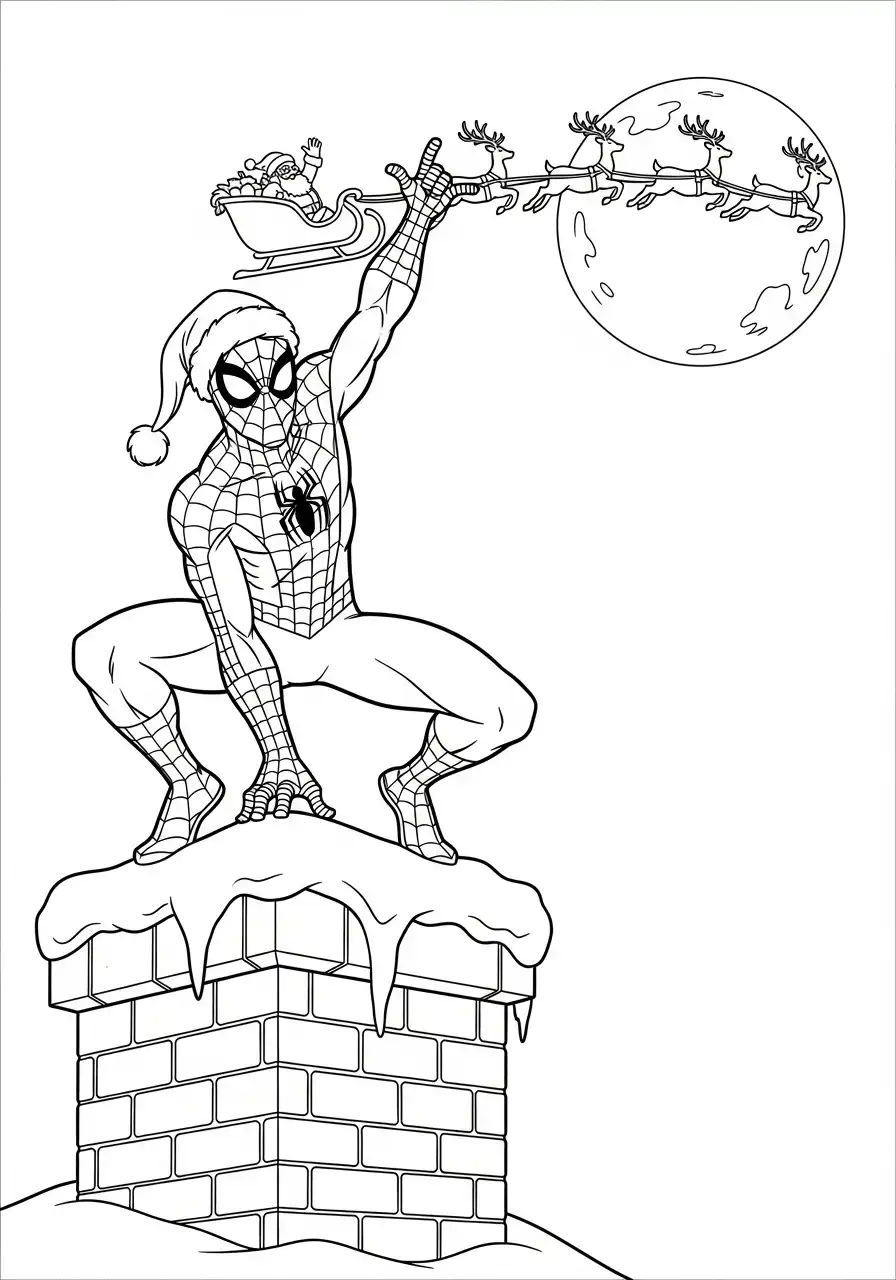 spiderman spinnenweb in sneeuw kleurplaat