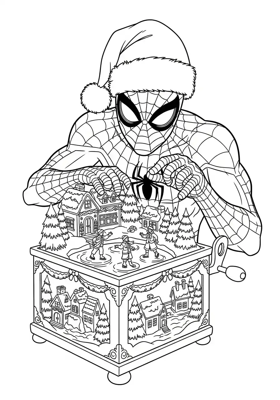 spiderman versiert peperkoekhuisje kleurplaat 1